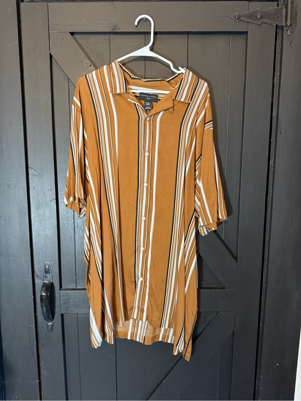 Men's Relaxed Stripe Button-Down Shirt in Rust